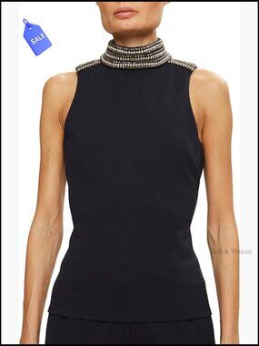 Embellished Knit Blouse for Holiday Parties, Stretch Fabric